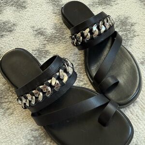 Michael Kors Black Sandals with Silver Chain in great condition